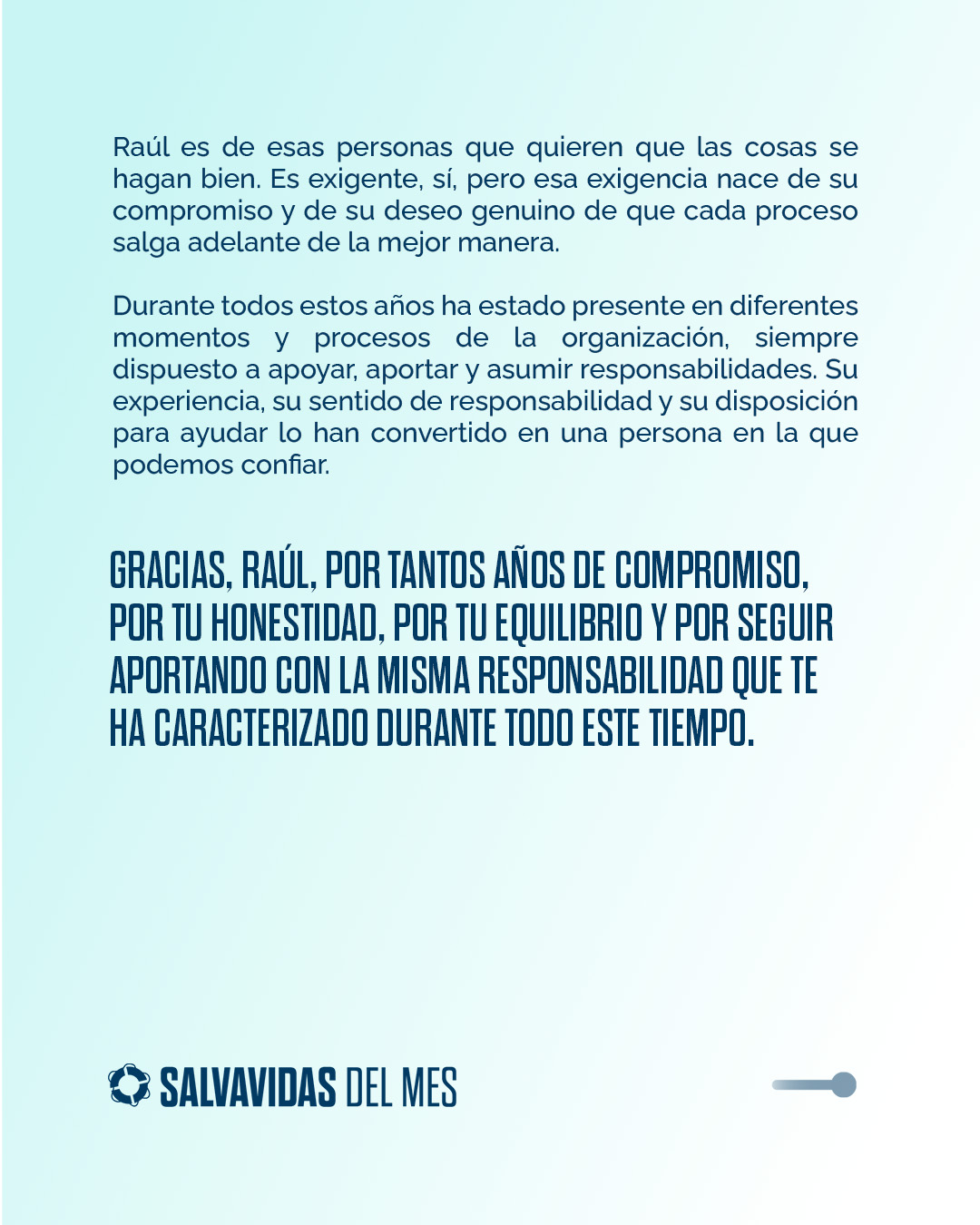 Reconocimiento Salvavidas del mes de agosto, pieza 3
