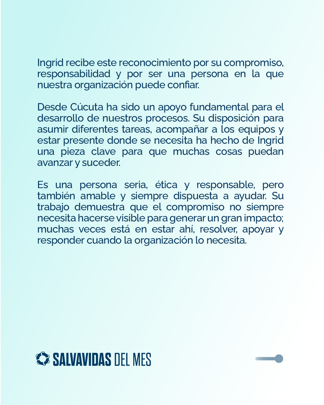 Reconocimiento Salvavidas del mes de septiembre, pieza 3