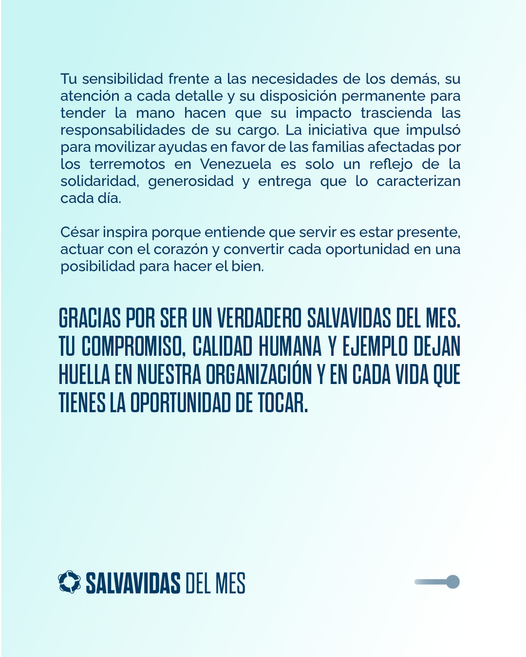 Reconocimiento Salvavidas del mes de julio, pieza 3