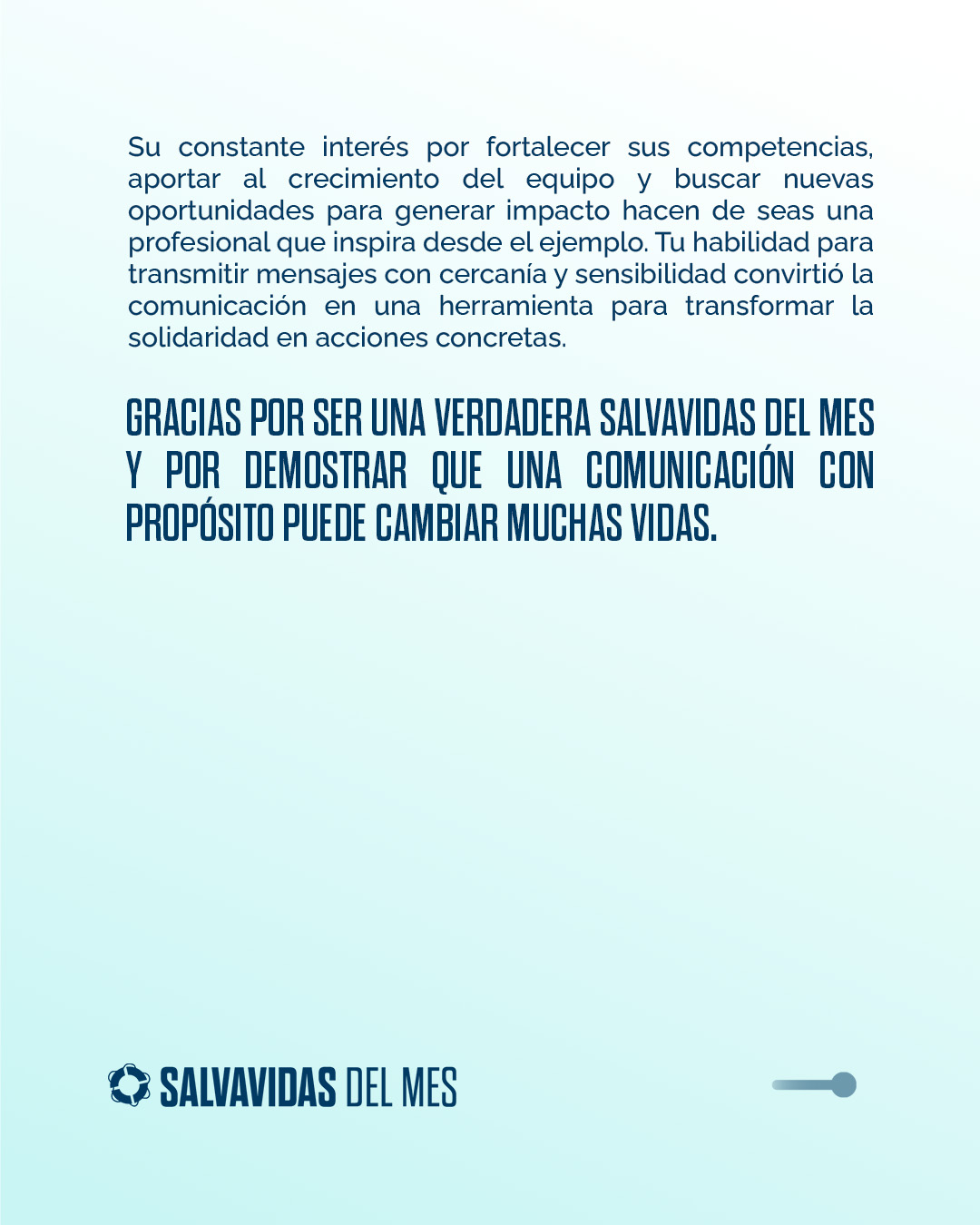 Reconocimiento Salvavidas del mes de julio, pieza 5