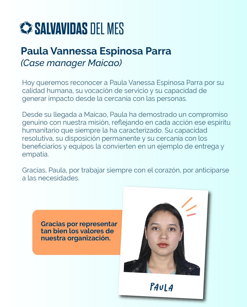 Reconocimiento Salvavidas del mes de mayo, pieza 1